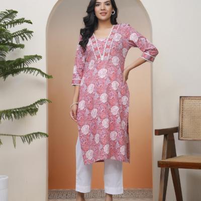 VAASVA - Mustard Cotton Printed Straight Kurti