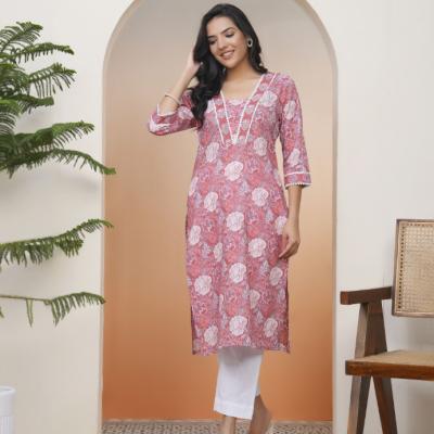 VAASVA - Mustard Cotton Printed Straight Kurti