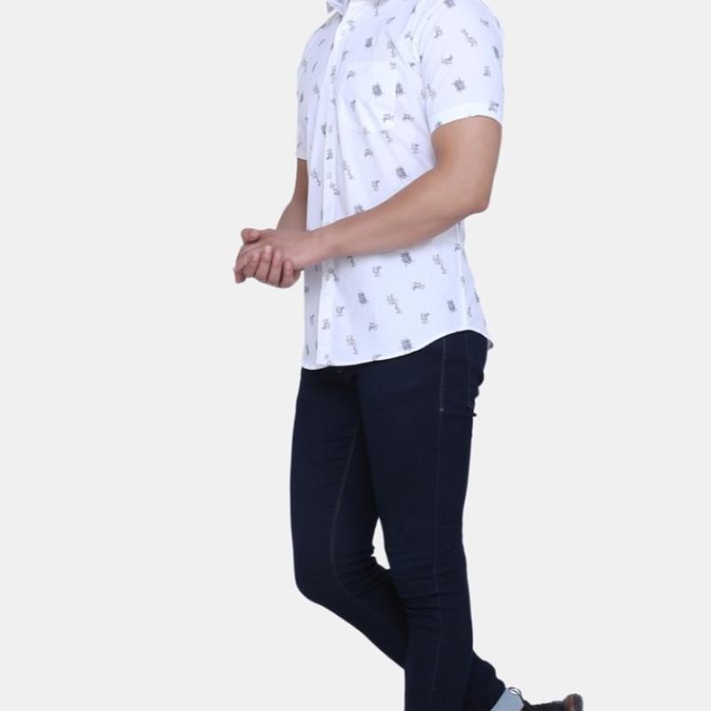 Radha - Cotton Blend Floral Printed Men's Half Sleeve Shirt