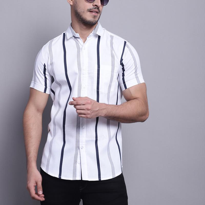 Radha - Cotton Blend Floral Printed Men's Half Sleeve Shirt