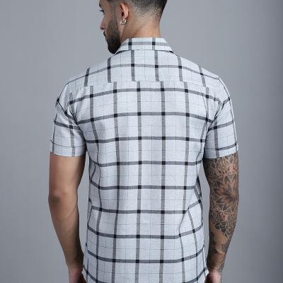 Radha - Cotton Blend Checkered Men's Half Sleeve Shirt