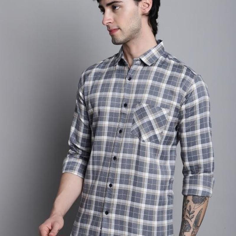 Radha - Cotton Dobby Checkered Mens Shirt