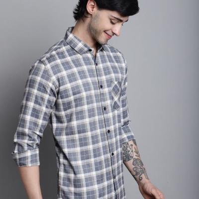 Radha - Cotton Dobby Checkered Mens Shirt