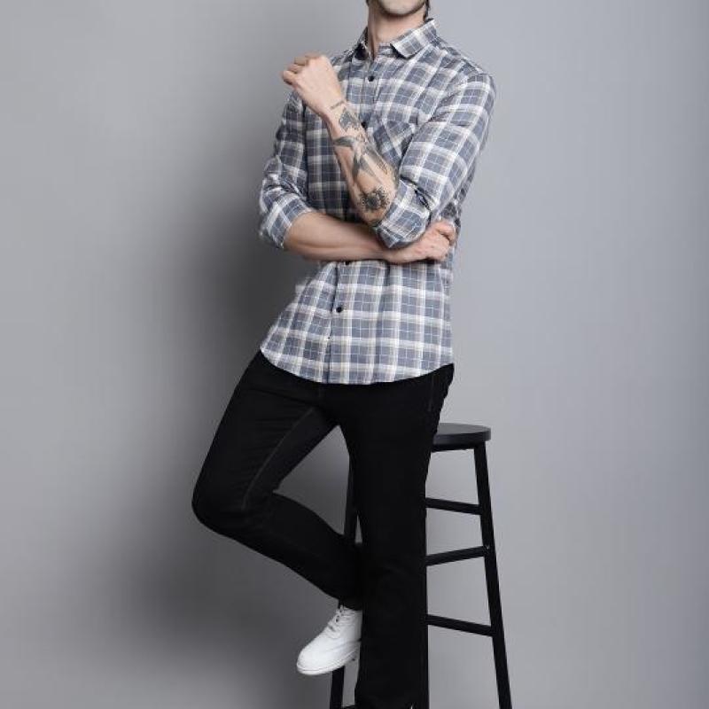 Radha - Cotton Dobby Checkered Mens Shirt