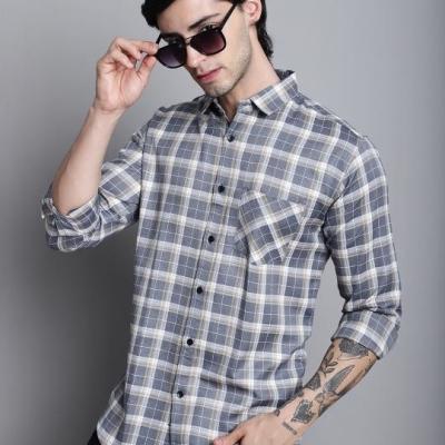 Radha - Cotton Dobby Checkered Mens Shirt