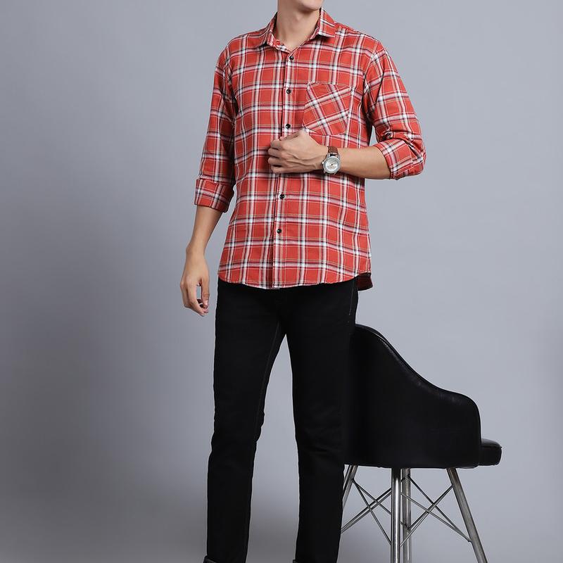 Radha - Casual Stylish Cotton Blend Cheakered Shirt For Men