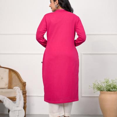 Juniper - Pink Ethnic Motif Printed Cotton Long Winter Wear Jacket