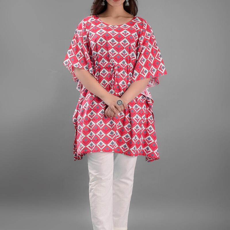 Jassi - Cotton Kalamkari Print Kaftan Top