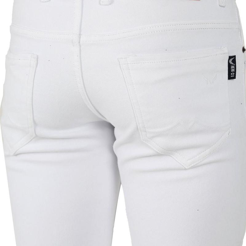 Mou - White Regular Fit Denim Jeans for Men