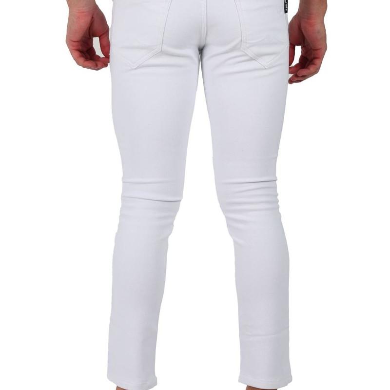 Mou - White Regular Fit Denim Jeans for Men