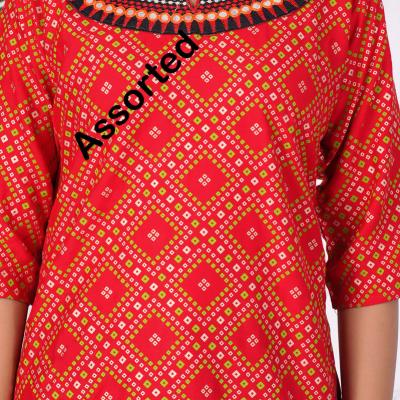 Shilu - Cotton Blend Straight Printed Short Top